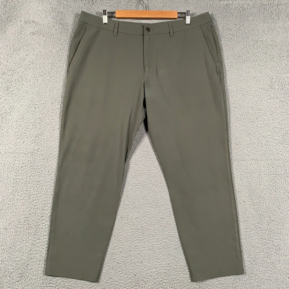 Lululemon ABC Pant Men's 38 Olive/Gray Warpstreme Stretch Casual Tech 5-Pocket